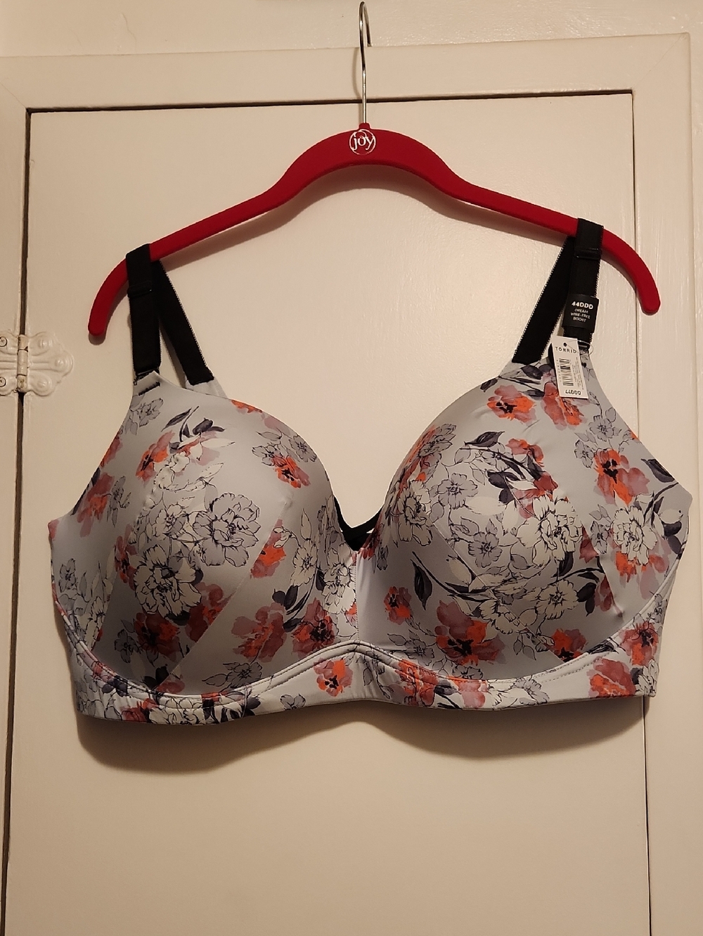 🔥Torrid Dream Wire Free Boost Floral Light Gray Full Coverage T-Shirt Bra
